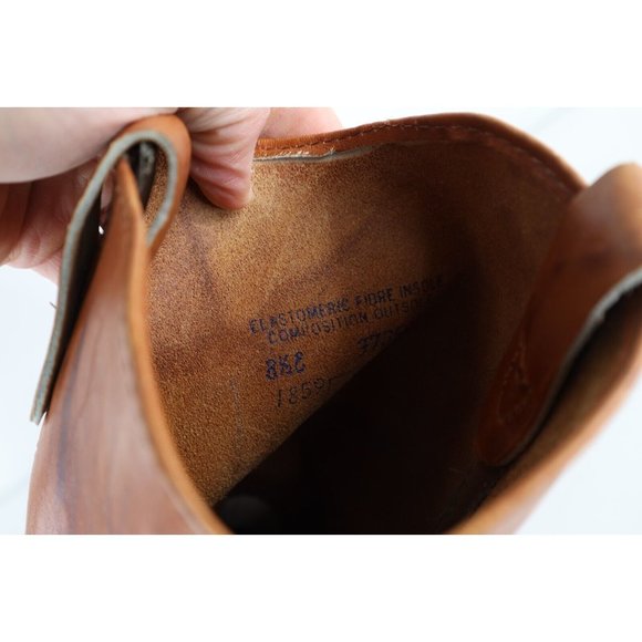 Vtg 70s Mens 8.5 E Distressed Steel Toe Leather Western Cowboy Boots Brown USA